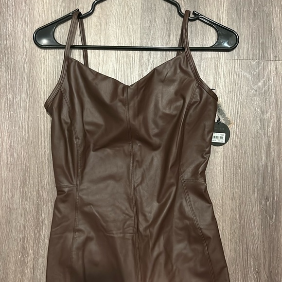 NWT Aerie Faux Leather Brown Jumpsuit Size Small - Picture 1 of 7